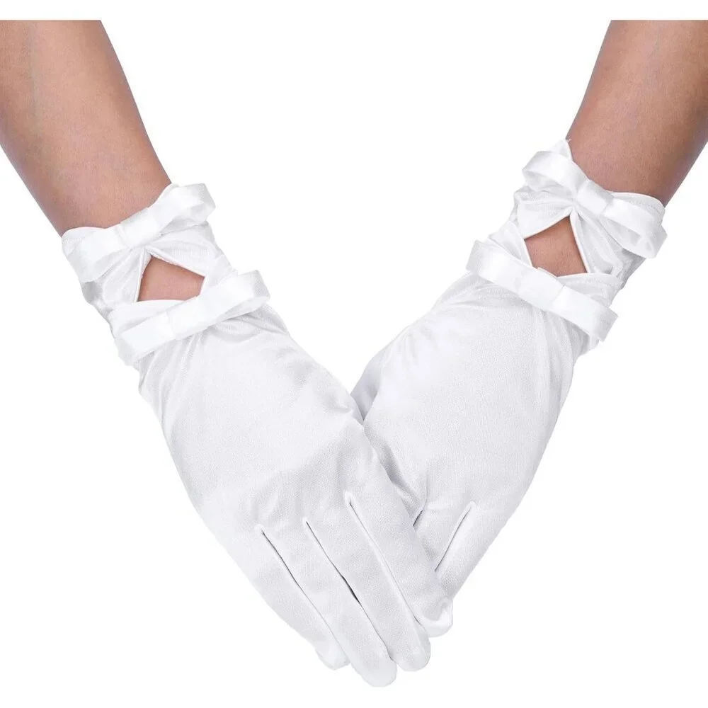 Women's Special White #2 Short Satin Gloves Formal Dress Wedding Dancing